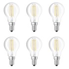 6 x Osram LED Filament Tropfen 4W = 40Watt E14 klar 470lm warm Schalter DIMMBAR