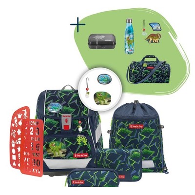 Step by Step Schulranzen Set 2IN1 PLUS Wild T-Rex Taro 10-tlg Kinder Jungen