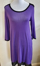 Simply Vera by Vera Wang Purple Geometric 3/4 Sleeve Tunic Mini Dress Small