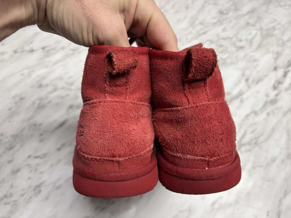 Ugg Nuemel Samba Red Chukka Suede Boots Womens 4 Slip On Faux Fur Lined Uggs - Image 4 of 4