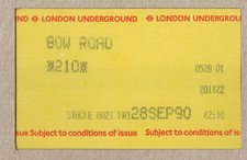 Bow Road 01 - UTS London Underground ticket - London E3