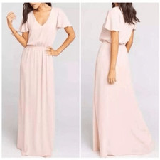 Show Me Your MuMu Michelle Flutter Sleeve Maxi Dress Dusty Blush Size XS