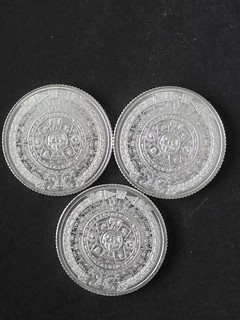 Lot of (3) 999 Fine Silver Mexican Aztec Calendar Coin 1/10 oz Pure Silver Round