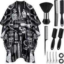 13PCS Barber Cape Set 63x55 Adjustable Hair Cutting Cape Neck Duster Brush