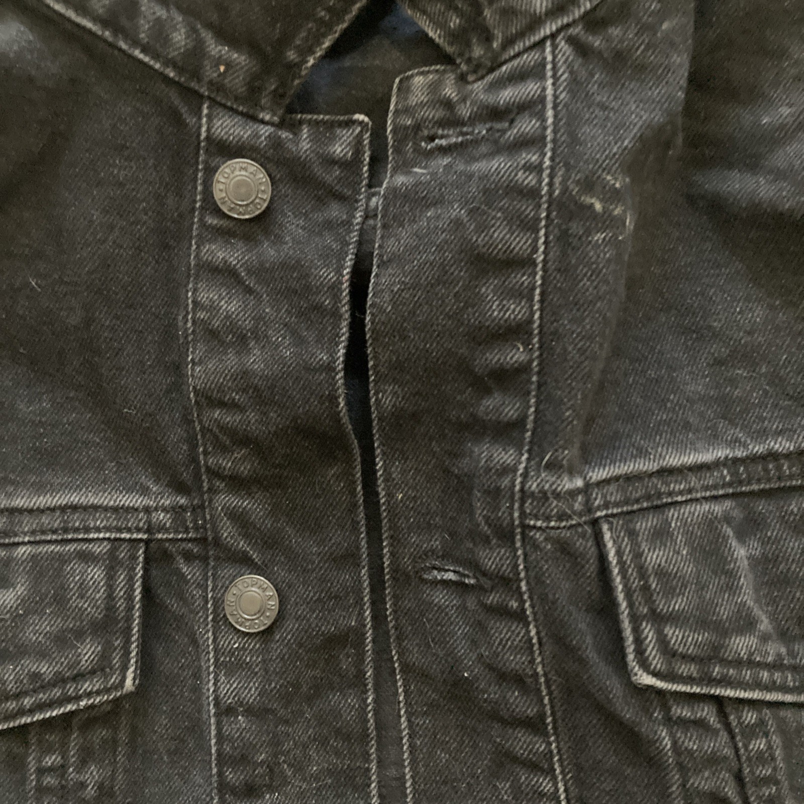 Topman Men's Black Jean Jacket, Solid, Button Clo… - image 5