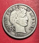 1916 US Barber SILVER Dime "Philadelphia" Mint! Extra Fine! Lower Mintage! Coin