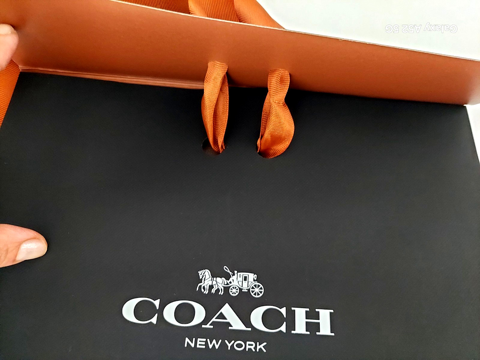 Coach NY LOGO BLACK ENVELOPE GIFT BAG W/RIBBON Tissue Paper STICKER Bundle