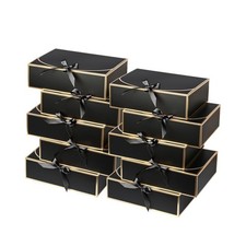 10 Pack Black Gift Boxes 10.6x7.8x3.1 Inch Ribbon Bridesmaid Proposal