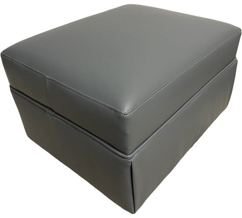 Footstool stool OXFORD pouffe Grey faux leather light wood UK made - Picture 6 of 6