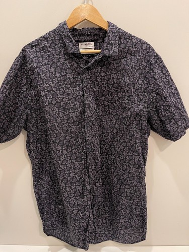 Billabong Men's Collared shirt button down short sleeve gray pocket SZ XXL