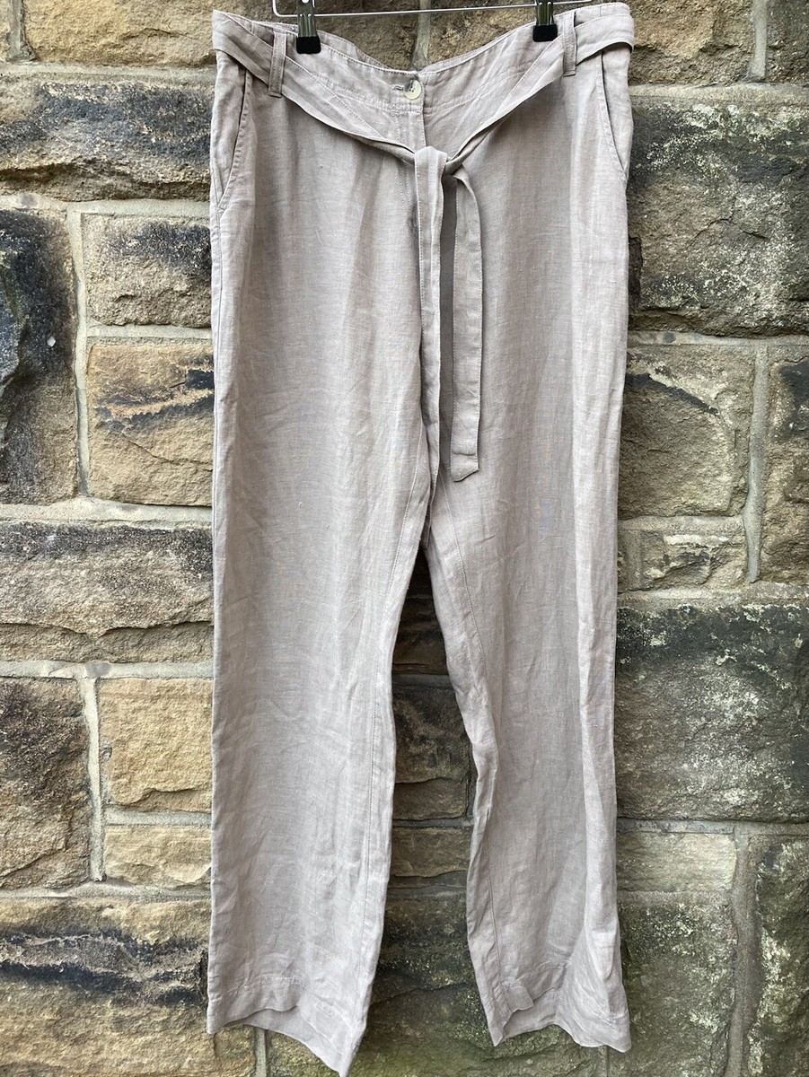 Laura Ashley Womens Ladies Beige Linen Trousers Size 12 Inside Leg 32in  FreePost | eBay UK