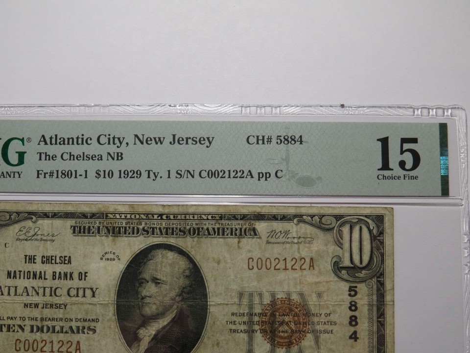 $10 1929 Atlantic City New Jersey NJ National Currency Bank Note Bill ...