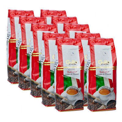 Gullo Caffè Classico Italiano Crema di Toscana, 1000g ganze Bohne 10er Pack