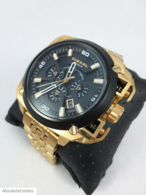 NEW Diesel BAMF Black & Gold DZ7378 Large Mens Chronograph Watch