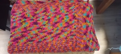 New Multicolourd Hand Crocheted Lap Blanket 51 X 38 Inch