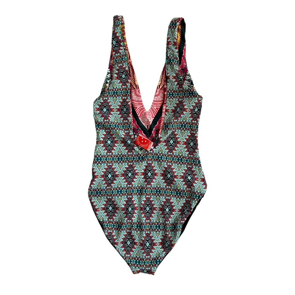 Traje de baño Red Carter Bohemian Breeze reversible cuello en V de una pieza multicolor XS Foto 4 de 4