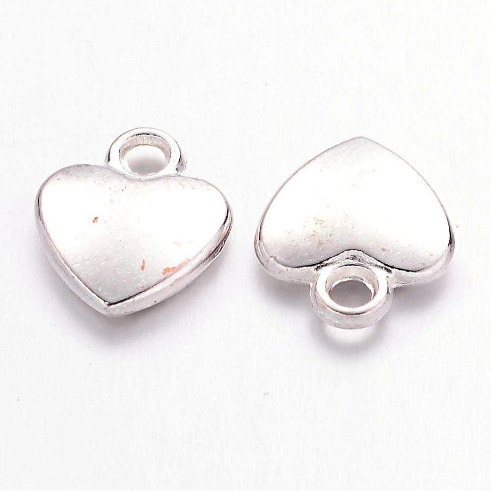Heart Flat Charms 20pcs Silver Plated Colour 12mm x 10mm Love Valentines Lovers