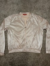 Guess Coat Women’s Size Large Jacket Full Zip Classic Ribbed Long Sleeve Glitter