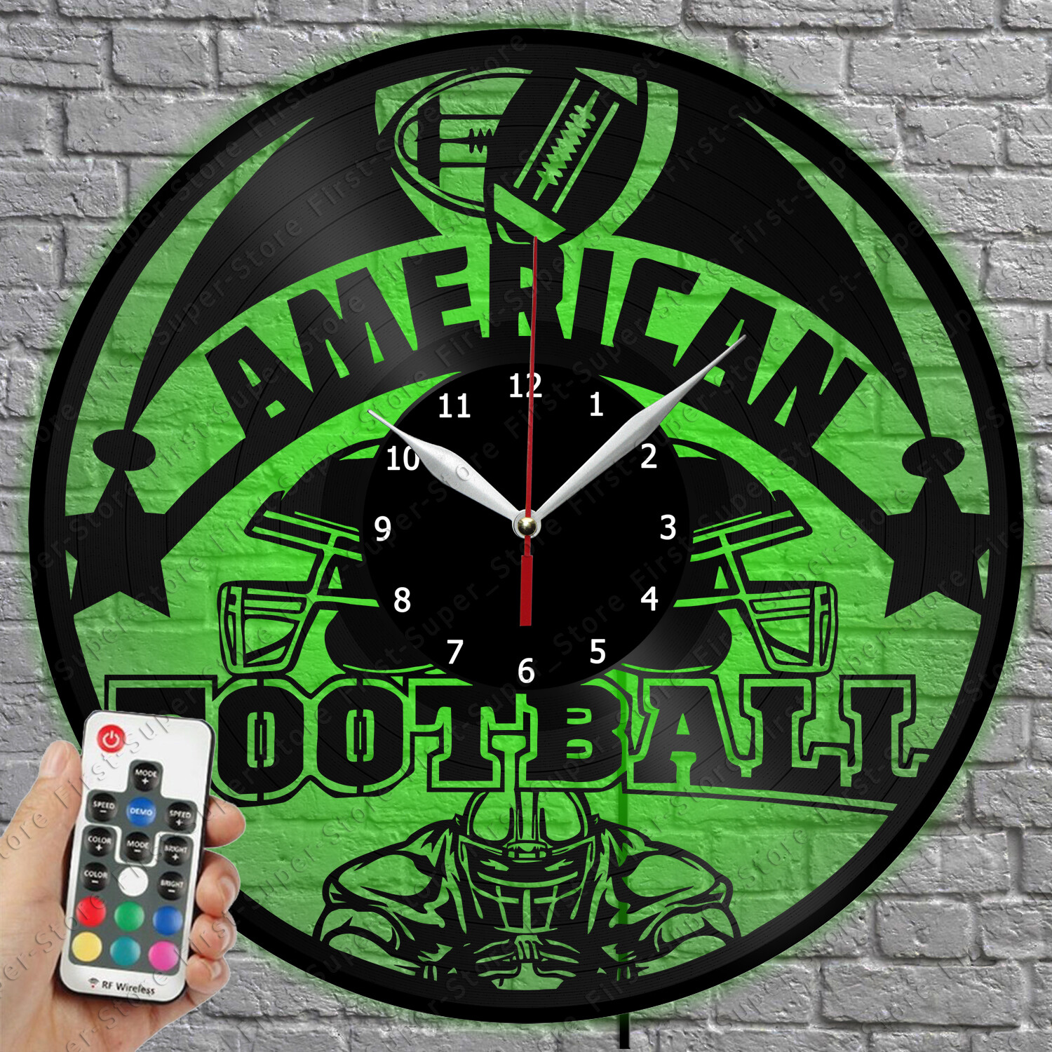 American Football Vinyl Record LED Wall Clock with Light 1404