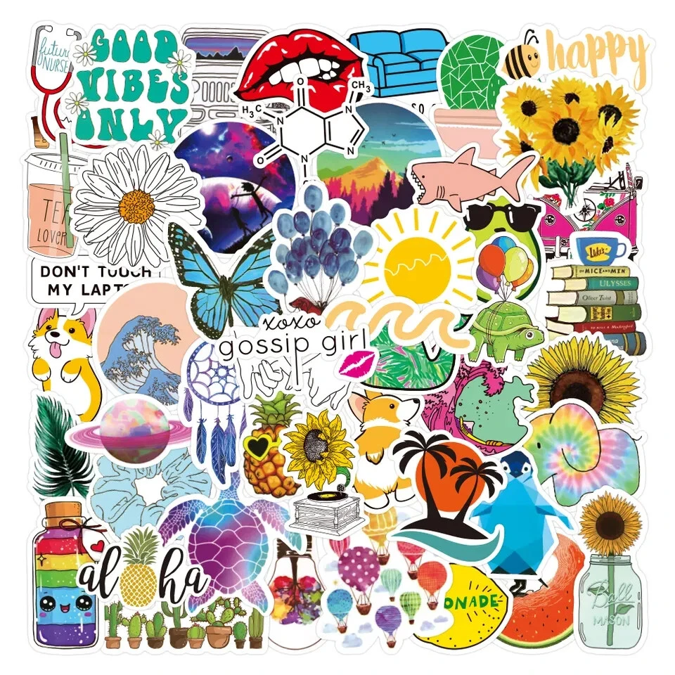 50 Pack of VSCO Stickers for Laptop/Water Bottle/Phone Case