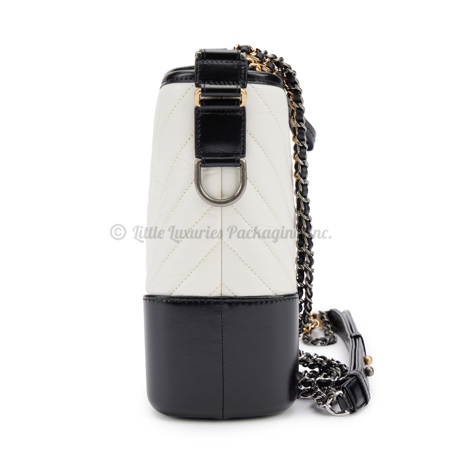 NWT Authentic Chanel White Black Leather Large Gabrielle Hobo Crossbody Handbag image 4