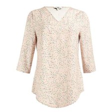 UK 12 Stylist Pick Debenhams 1/2 sleeve Pink Confetti Print Woven Blouse rrp �24