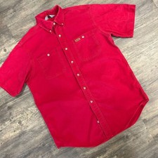 Vintage Carhartt Men Button Down S/S Shirt Red NO SIZE TAG Canvas 552 