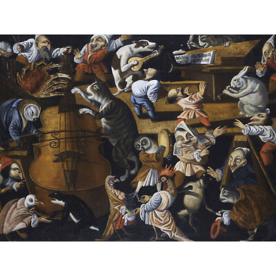 Meisterei Tier Konzert Katze Vogel Hund Gemälde extra großes Kunst Poster