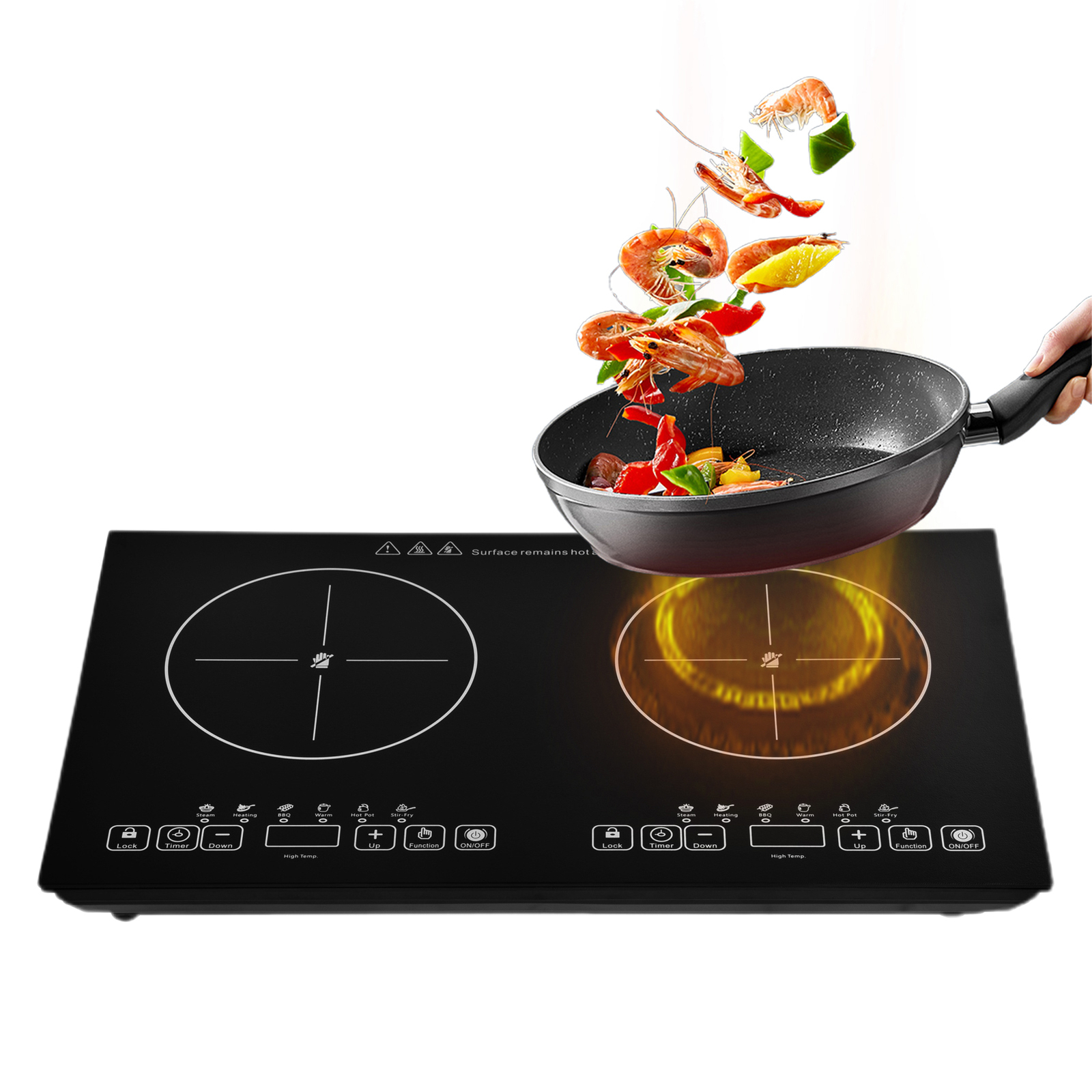 Electric Induction Cooktop 2Burner Ceramic Glass Stove Touch Control Timer Stove