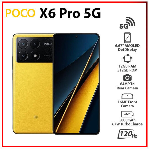 Unlocked) Xiaomi POCO X6 Pro 5G 12GB+512GB YELLOW Dual SIM Unlocked) Xiaomi POCO X6 Pro 5G 12GB+512GB YELLOW Dual SIM