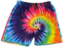 Broken Threads Tie Dye Rainbow Swirl Lined Swim Trunks Board Shorts Size M NEW