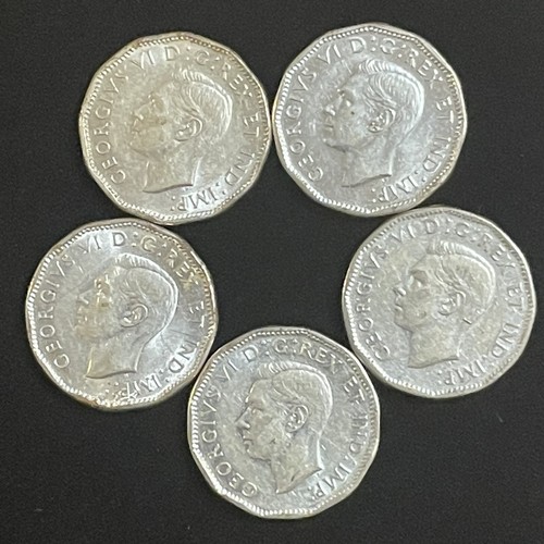 1945 WWII Victory V Nickel Canada 5 Cents Five Coin Lot Chrome Plated Steel King - Bild 7 von 18