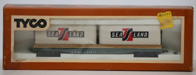 TYCO HO Scale RTR Rolling Stock Sea-Land Container 50' Flat Car 352B W/ Box 1:87