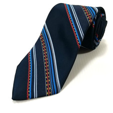 Vtg Lilly Dache Luxury Tie Retro Blue Striped Silk Blend Necktie USA 56" x 3"