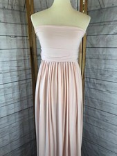 Silk Fairies Women's Pink Strapless Casual Soft Long Evening Party Maxi Dress