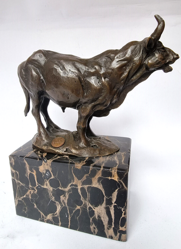 Bronzeskulptur Bronze Statue Stier Bull Marmor - Bild 3 von 9