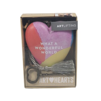 Demdaco Art Hearts ''What A Wonderful World'' Figurine & Metal Key Stands or Hangs