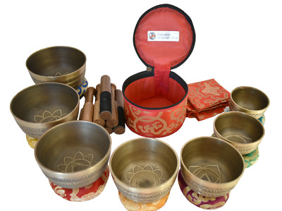 NHZ Chakra Healing Tibetan Singing Bowl Set of 7 for Meditation ...