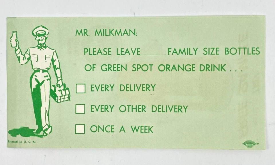 Hoja de entrega de lechero cupón de muestra gratis Green Spot Orange de colección Foto 4 de 4