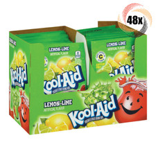 Full Box 48x Packets Kool-Aid Lemon Lime Soft Drink Mix  Caffeine Free 