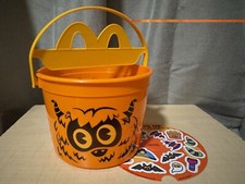 NEW 2024 MCDONALD'S MCDONALDS HAPPY MEAL ORANGE BOO BUCKET w STICKERS
