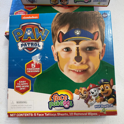 NEW Kids Paw Patrol Face Paintoos - 5 Tattoo Sheets in Each Box NIP