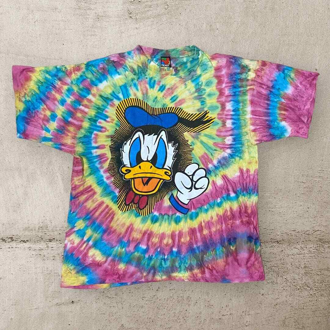 Vintage Disney Donald Duck Tie Dye T Shirt Single Sti… Gem
