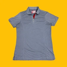 Chik-Fil-A Mens Medium Team Style Oobe Striped Button Employee Work Polo Shirt