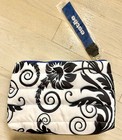 Estee lauder puff stiched makeup bag NEW 9” Black White Blue — photo 1