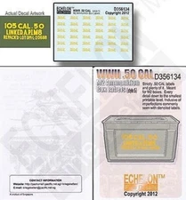 Echelon Decals-356134 x 1/35 WWII .50cal M2 Ammo Box Labels Style 5