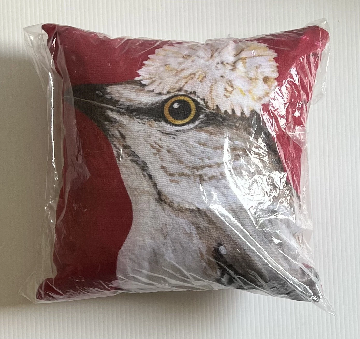 NEW MANUAL WOODWORKERS & WEAVERS “You Silly Bird” GIGI 14” Square Pillow • Red
