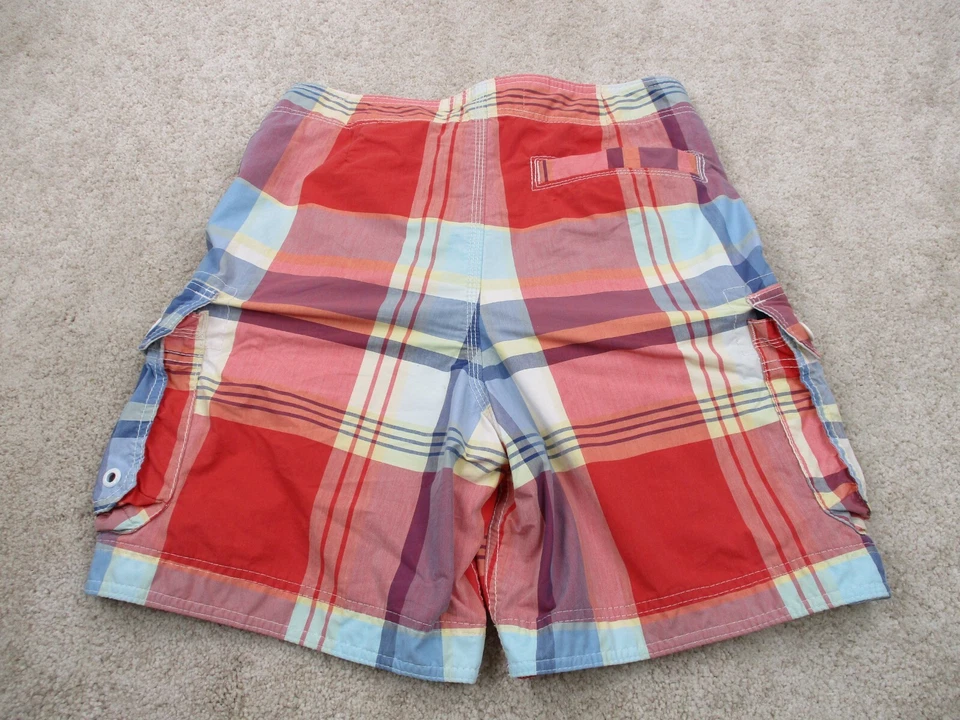 Abercrombie & Fitch Swim Trunks Men Small Red Blue Plaid Tuggers Bathing Suit - Image 3 of 4