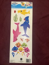 Baby Shark 9pc Peel, Stick, Remove Wall Decals Pink Fong Room Mates Brand New