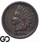 1897 Indian Head Cent Penny, 1 in Neck, VF